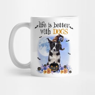 Border Collie Witch Hat Life Is Better With Dogs Halloween Mug